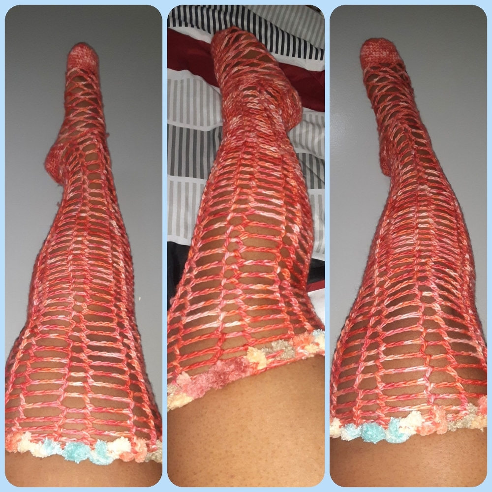 Crochet Lace Thigh High Socks